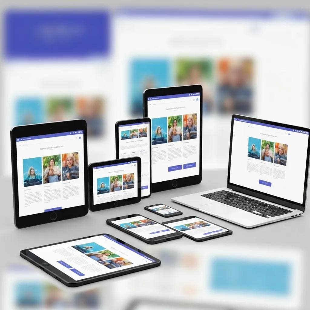 Various devices showcasing responsive web design, highlighting user engagement and accessibility
